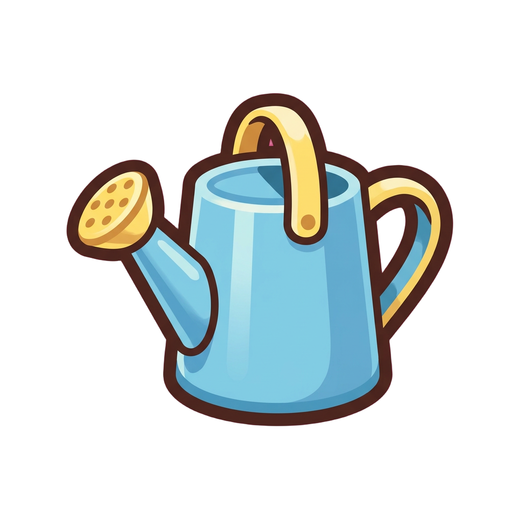 A sky-blue watering can