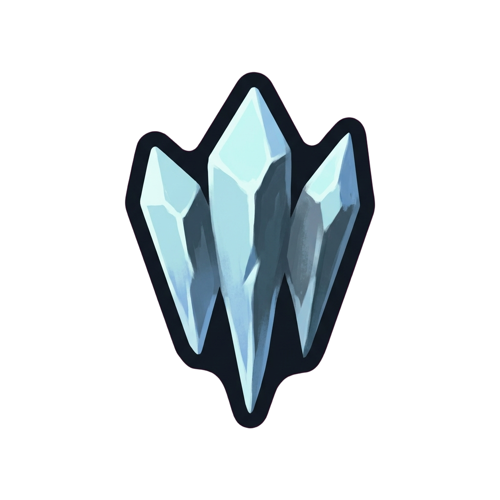 An ice ability icon, three crystal shards