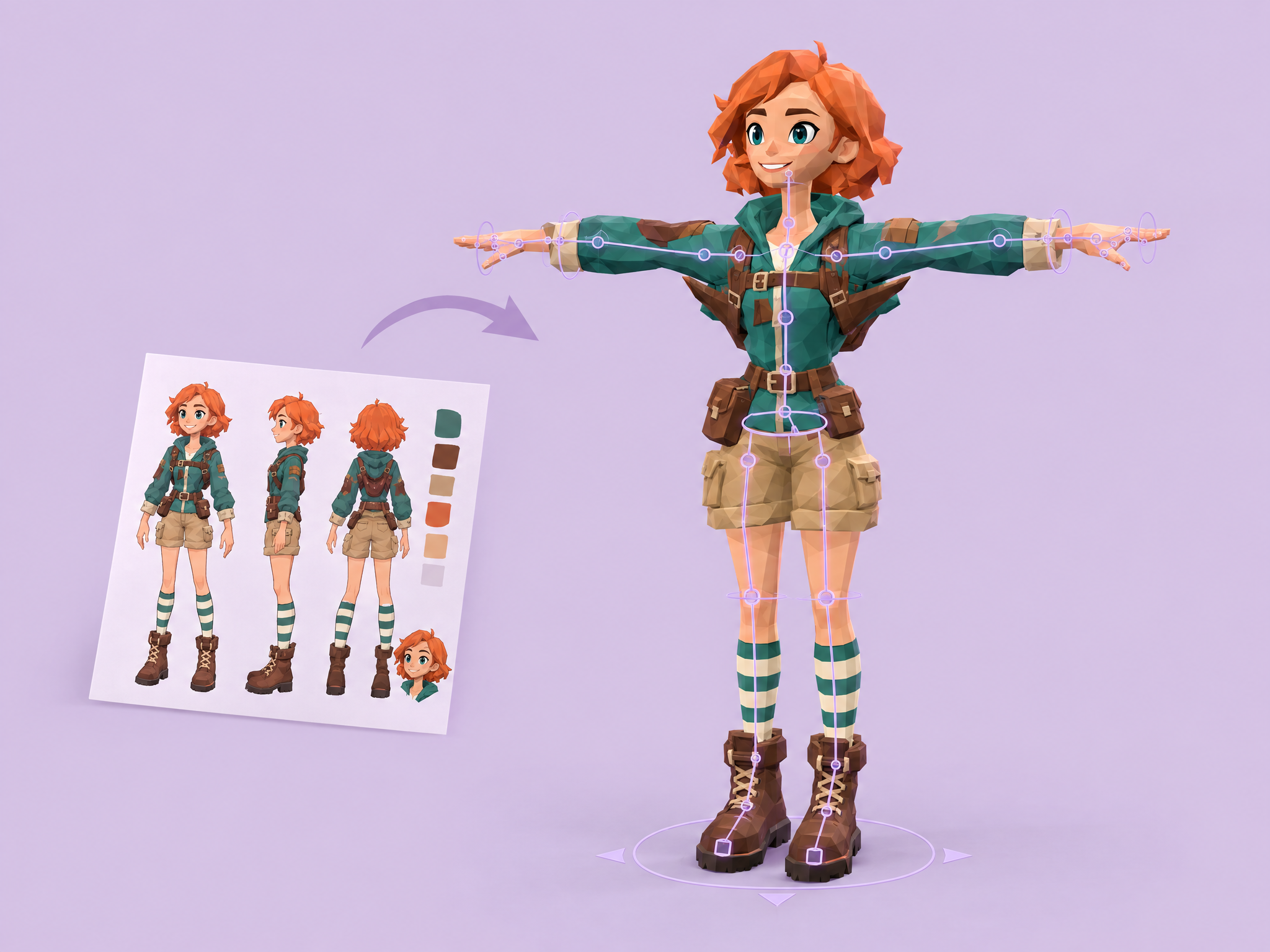 Image to Rigged Low-Poly Character