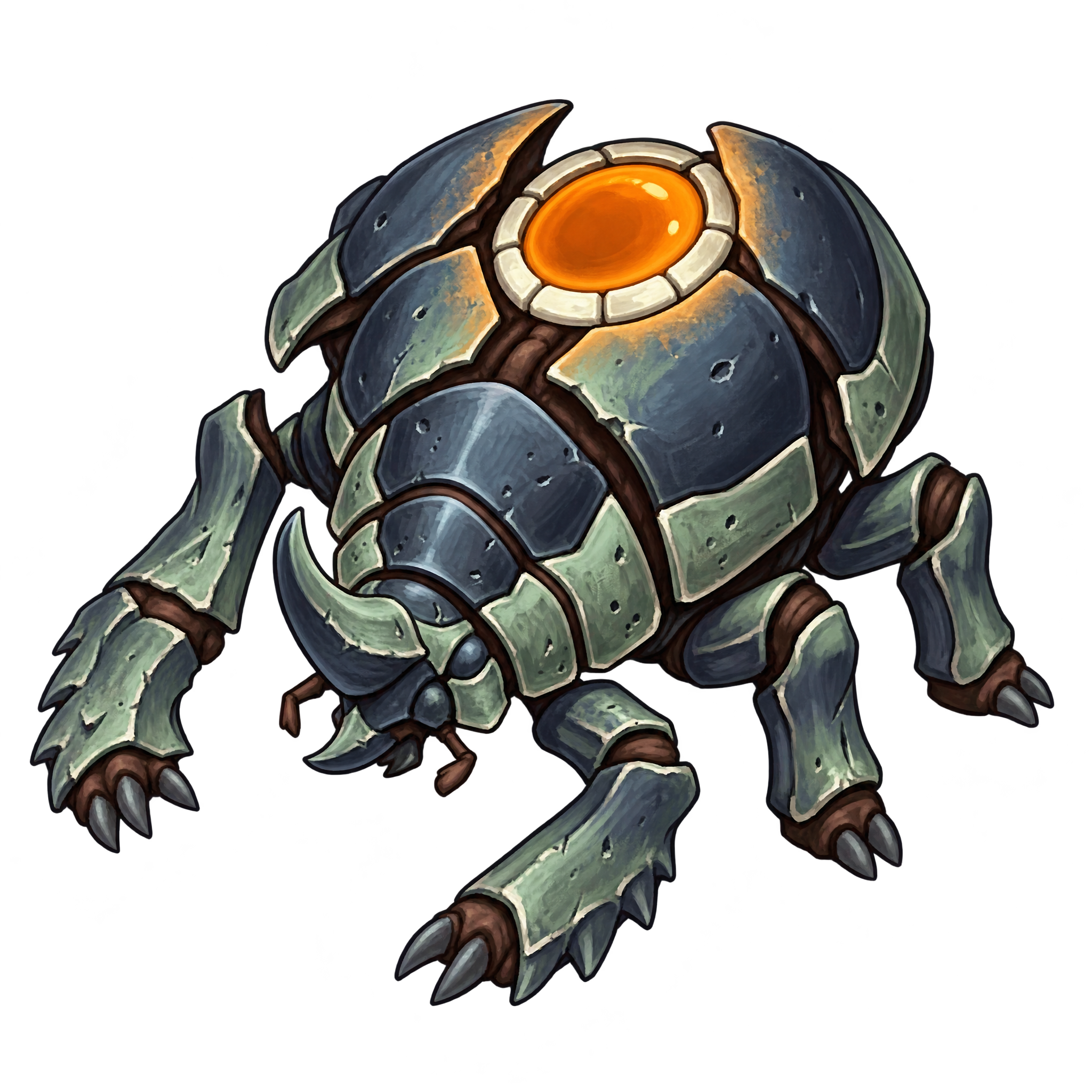 The beetle boss with its shell plates forced open and body raised for a slam