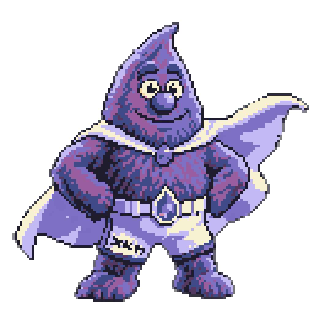 The same mascot recomposed as a SNES sprite and snapped to the register