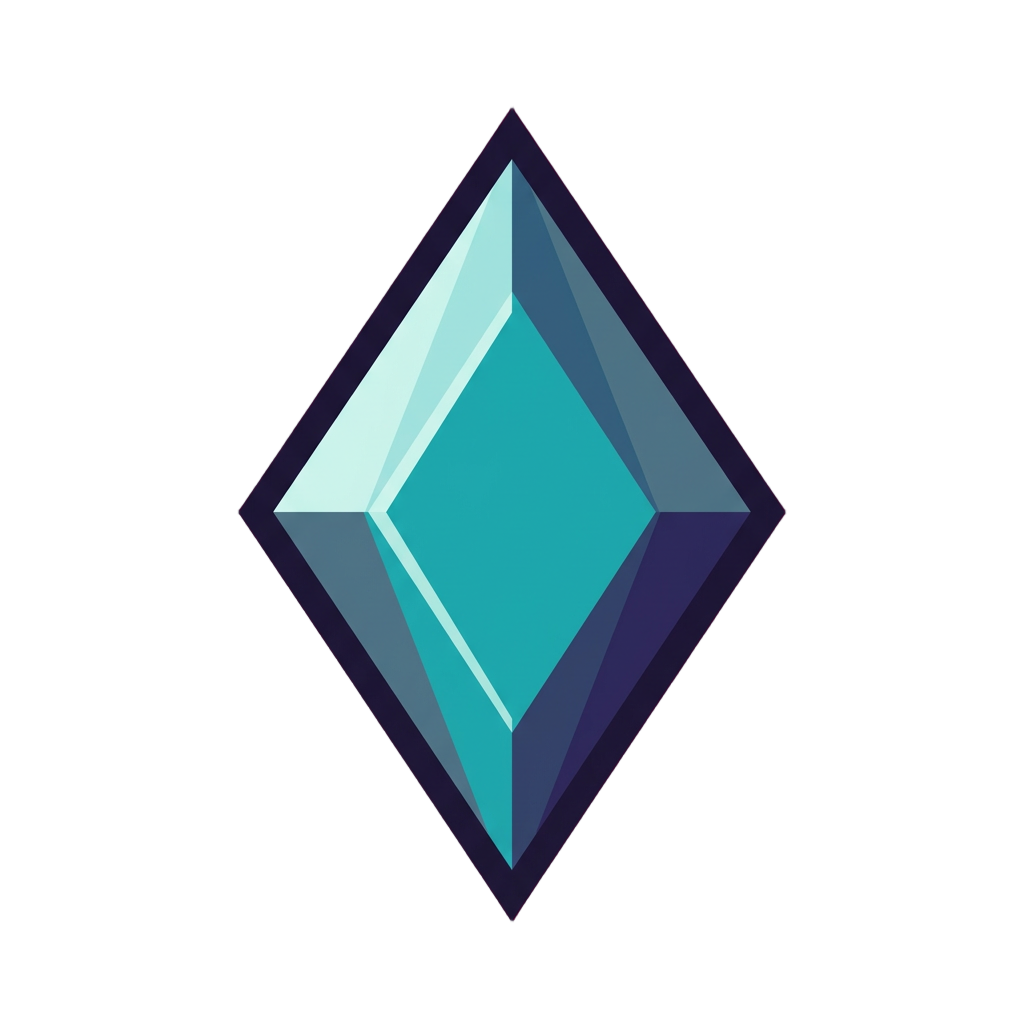 A cyan faceted gem