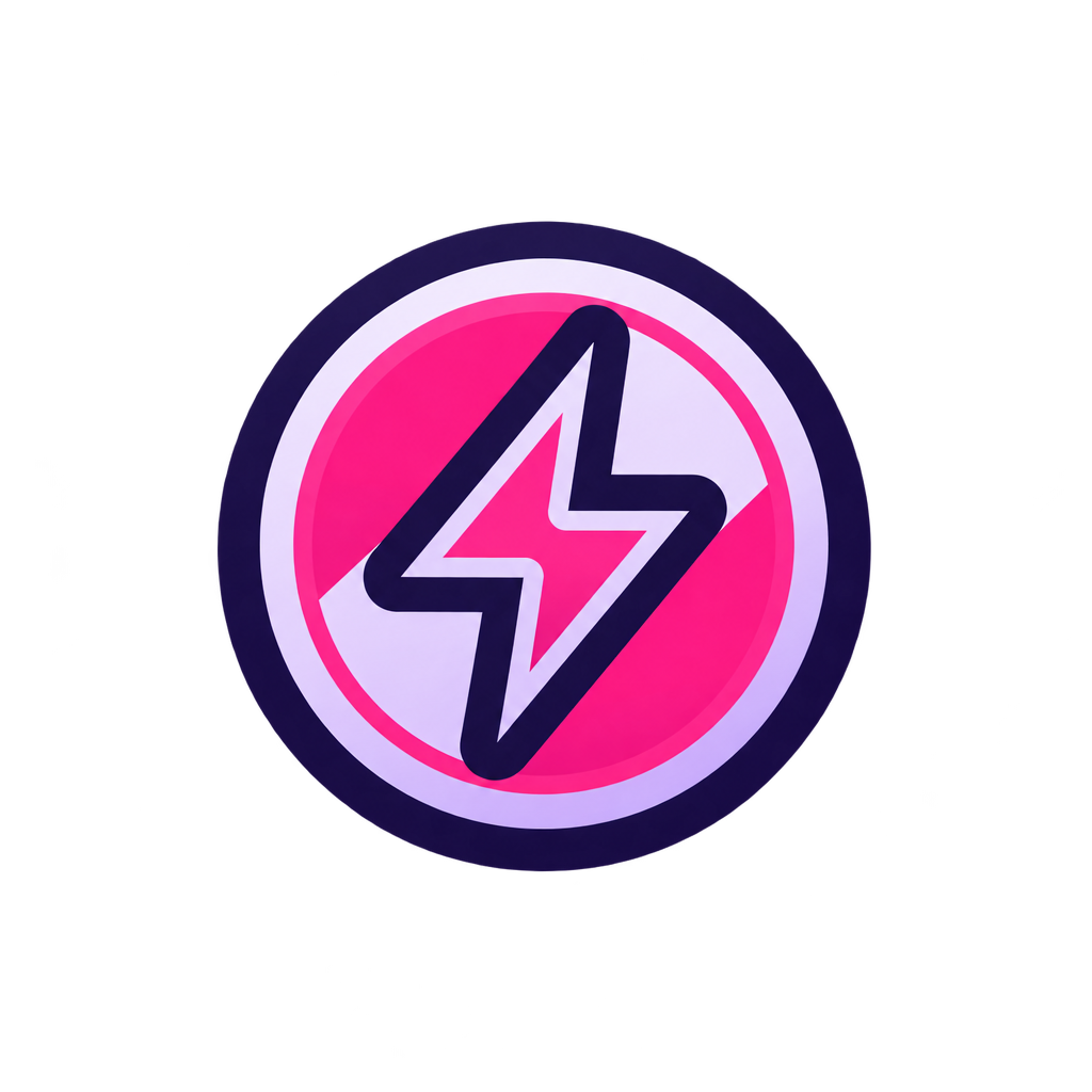 A magenta energy cell with a lightning mark