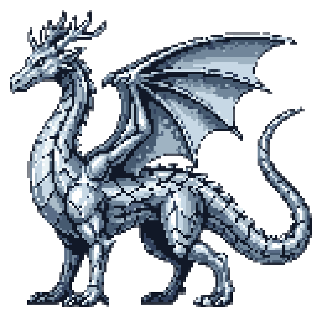 A silver chrome dragon, made in the Mega Drive register