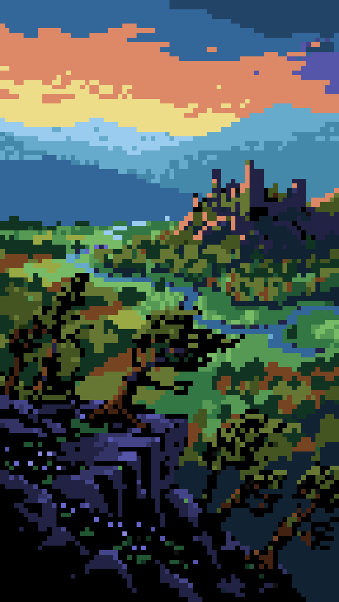 A landscape in portrait format, made in the Amiga register