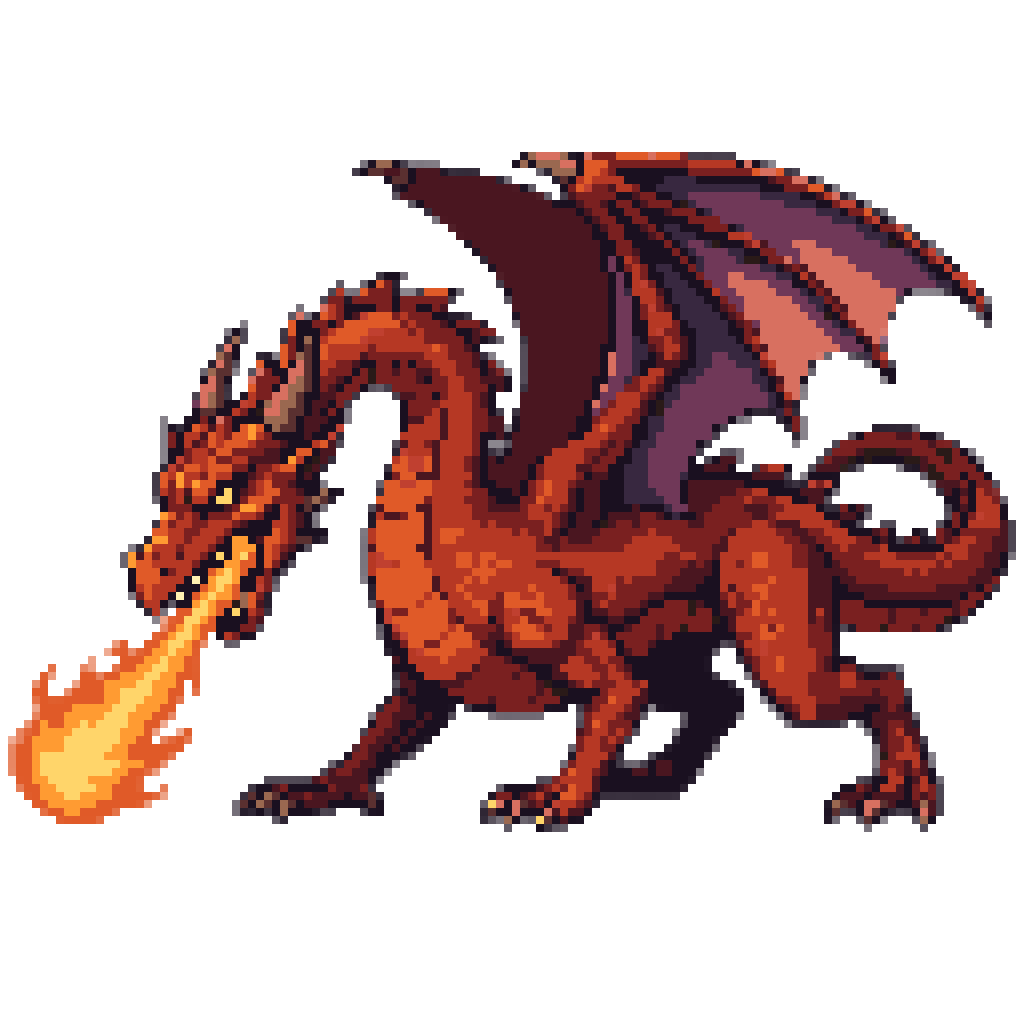 A red flame dragon, made in the Mega Drive register