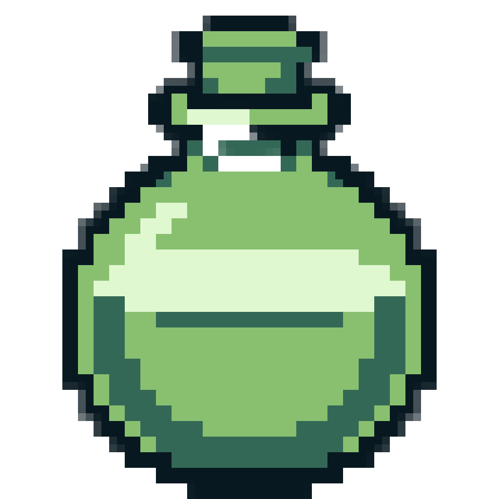 A healing potion inventory icon, made in the Game Boy register