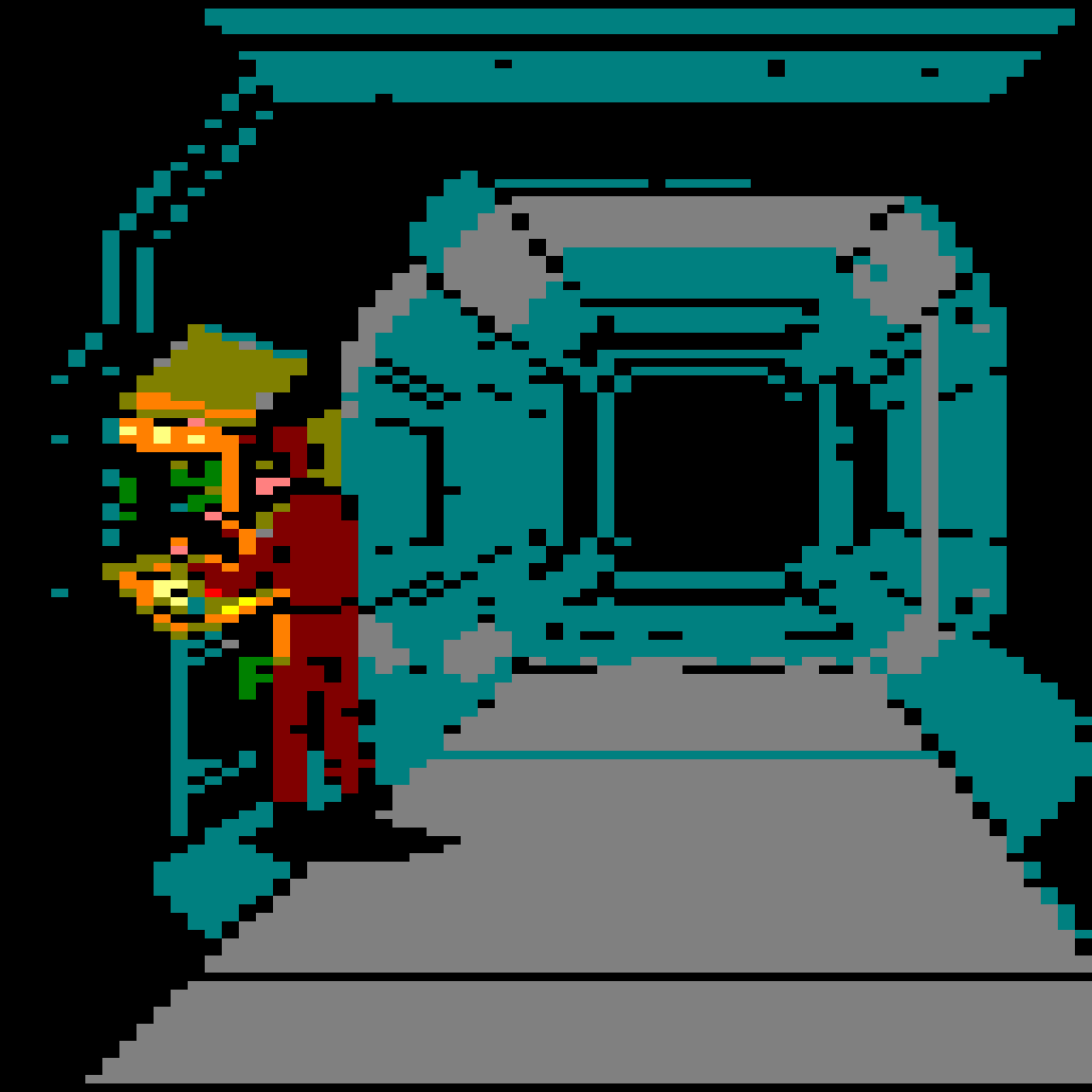 A spaceship corridor, snapped to the Amstrad CPC register