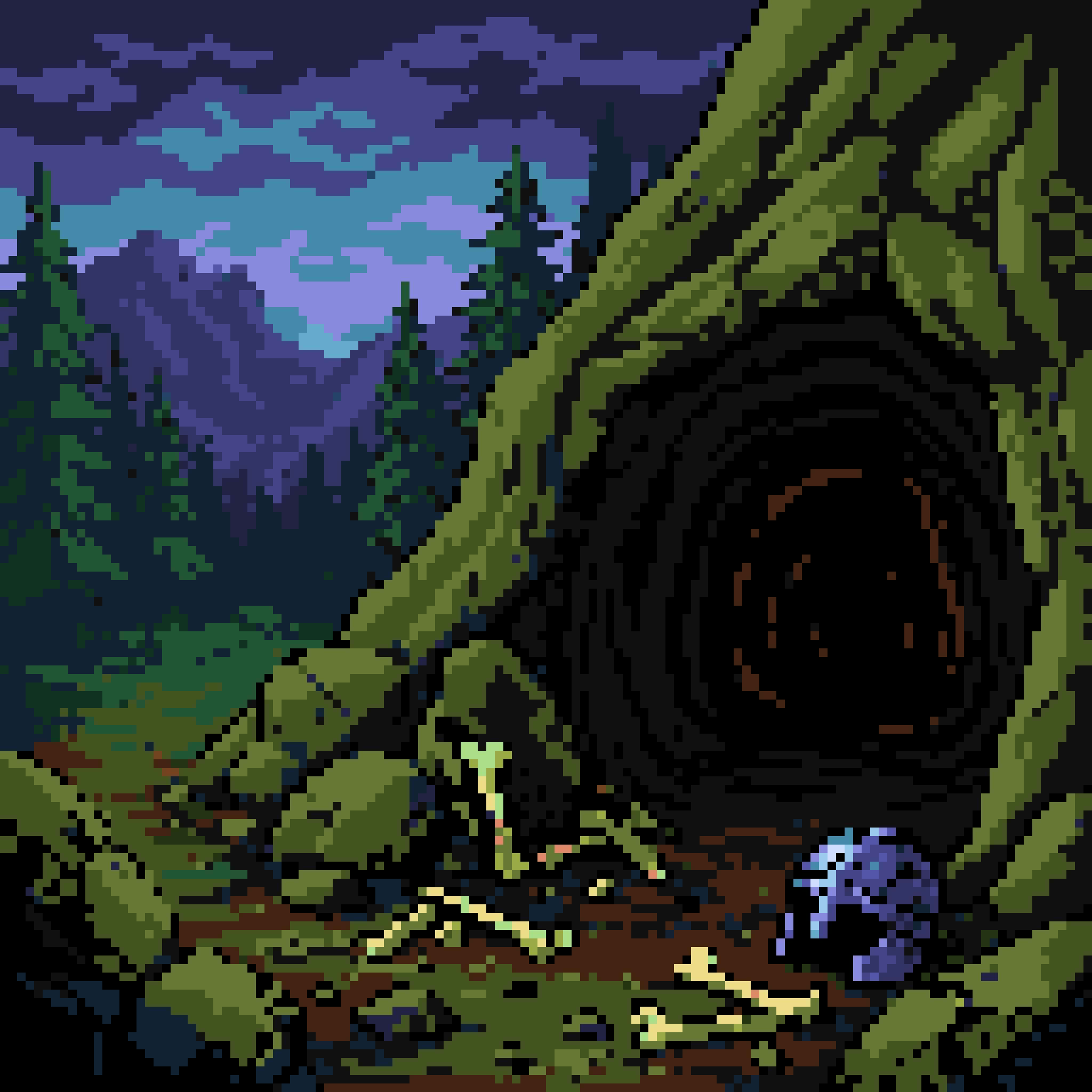 A cave entrance, snapped to the Amiga register