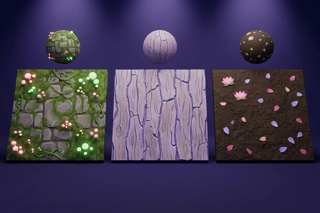 Textures: Tileable stone, wood, metal